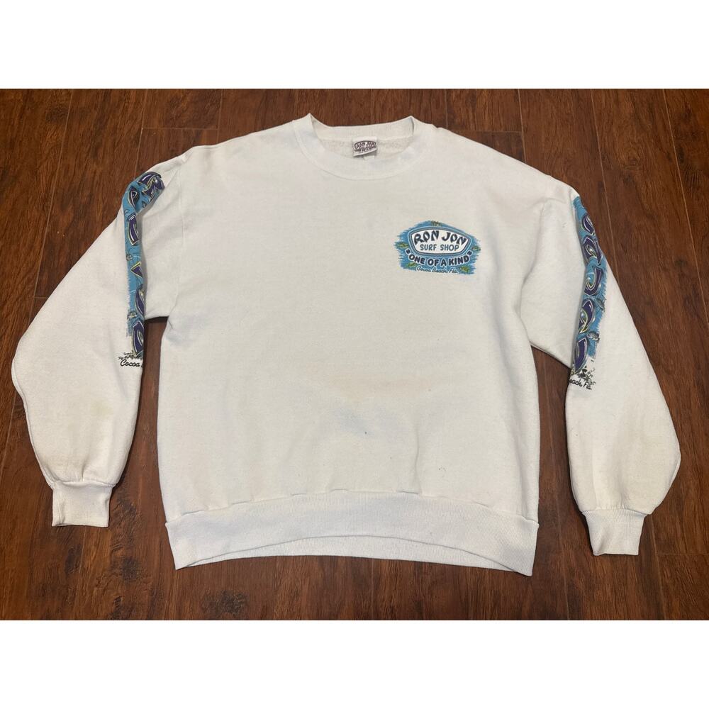 VTG Ron Jon Surf Shop Sweatshirt Sz L Cocoa Beach Manatee Crewneck Pull Over